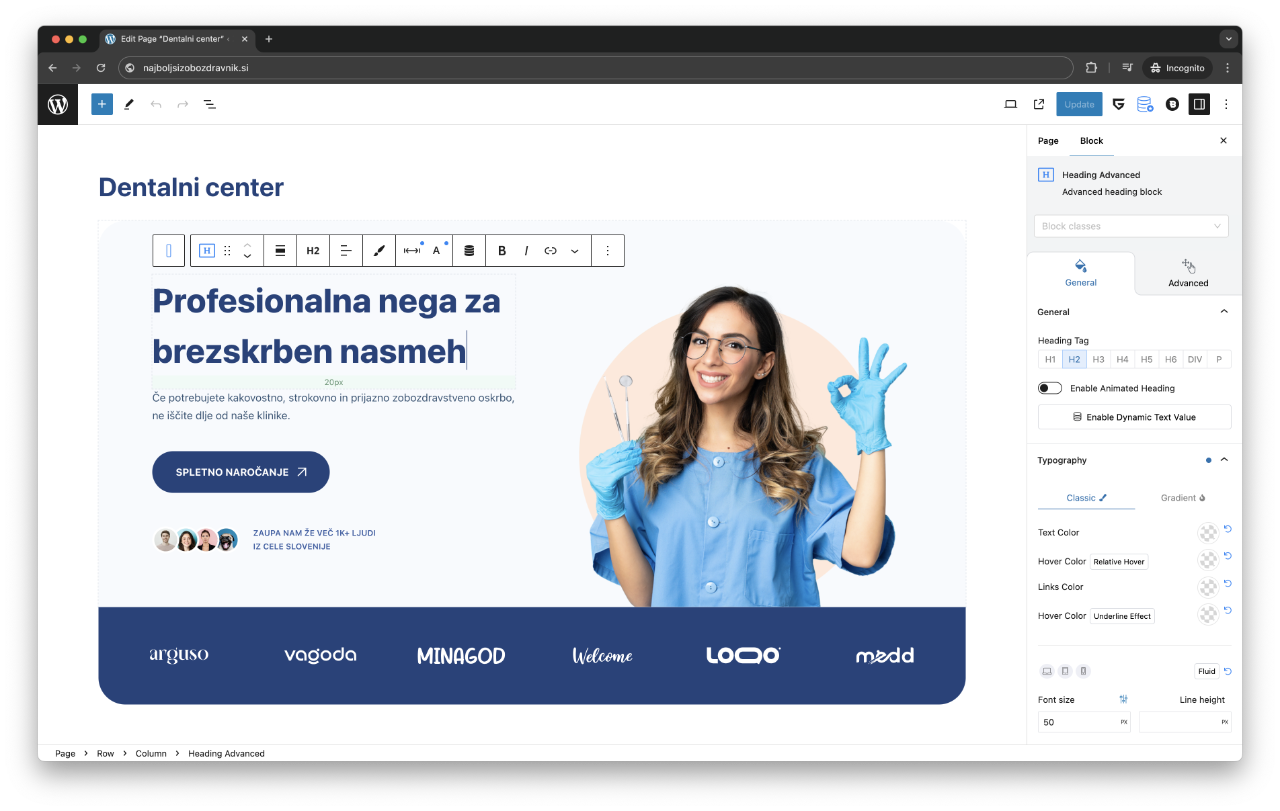 WordPress urejevalnik
